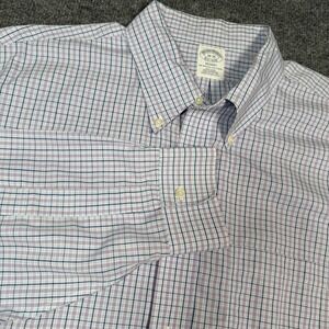 Brooks Brothers 1818 Regent Men's Dress Shirt; Blue Purple Plaid - 18 36